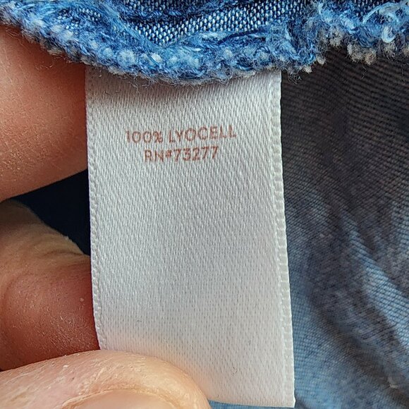 LC Lauren Conrad Denim Three Quarter Sleeve Blouse Size Small - Picture 7 of 13